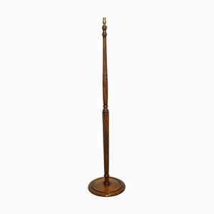 French Polished Walnut Standard Floor Lamp, 1930s