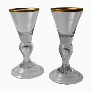 Grands Verres à Vin en Forme de Pied et en Larme, 1750s, Set de 2