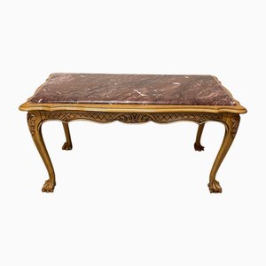 Mesa de centro francesa vintage con tablero de mármol
