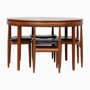 Roundette Dining Table and Chairs by Hans Olsen for Frem Røjle, Set of 5