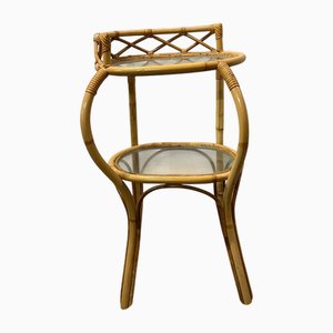 Bamboo Shaped Bedside Table with 2 Glass Shelves
