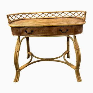 Bamboo and Cane Oval Dressing Table