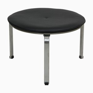 PK33 Stool in Black Bison Leather by Poul Kjærholm, 2000s