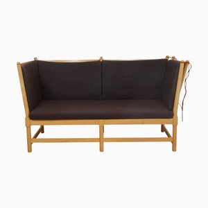 Vintage Spoke-Back Sofa in Brown Fabric by Børge Mogensen, 1980s