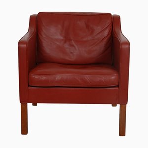 Poltrona nr. 2321 in pelle rossa di Børge Mogensen, anni '80