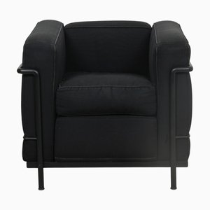 Vintage LC2 Lounge Chair in Black Fabric by Le Corbusier, 2000s