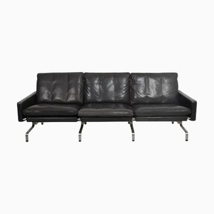 Drei-Sitzer PK31 Sofa aus schwarzem Leder von Poul Kjærholm, 1970er