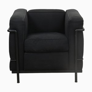 LC2 Lounge Chair in Black Fabric by Le Corbusier, 2000s