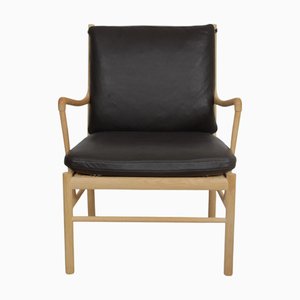 Colonial Chair in Brown Leather by Ole Wanscher