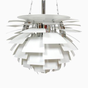 Lámpara de alcachofa vintage blanca de Poul Henningsen, años 50