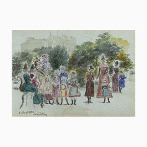 Alexander Hunter, Mothers & Children in Edinburgh, Exposition, 1888, Aquarelle