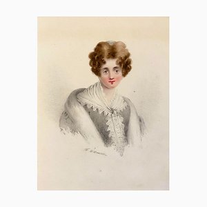 William Warman, Porträt einer Frau mit Schal, Mitte des 19. Jahrhunderts, Aquarell