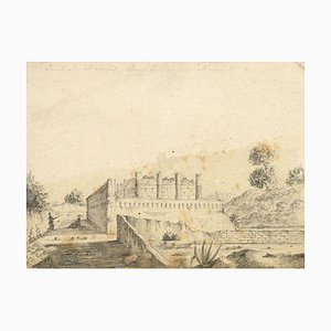 Alfred Swaine Taylor, Tomb of Mamia, Ruins of Pompeii, 1829, Graphite Drawing