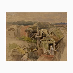 Frederick William Hulme, Farmstead Barns, Mid-19th Century, Watercolour