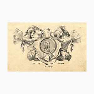 William Barrett, Satyr & Mathematician Cartouche Design, 1750, Watercolour
