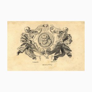 William Barrett, Socrates Memento Mori Cartouche Design, 1750, Aquarelle