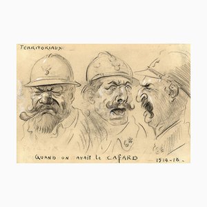 G. Cervelli, Caricature Satirique Française, Années 1890, Dessin au Fusain