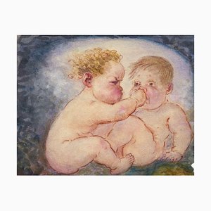 G. Cervelli, Caricature « La Discorde », Fighting Babies, 1910s, Aquarelle