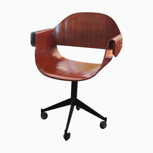 Fauteuil Pivotant en Bois Courbé par Carlo Ratti, 1950s