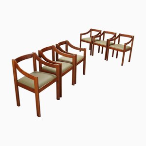 Chaises Vintage en Hêtre et Similicuir, 1970s, Set de 6