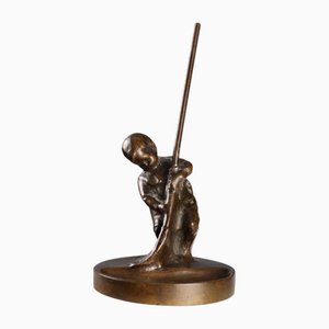 Garçon avec Balai en Bronze par Alberto Dressler