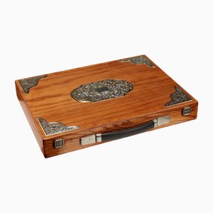 Scatola da gioco in legno e argento 925