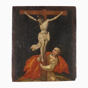 Crucified Christ with the Magdalene, Oil on Panel