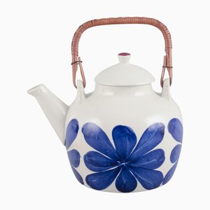 Paula Ceramic Teapot with Bamboo Handle from Upsala-Ekeby / Gefle, Sweden, 1960s