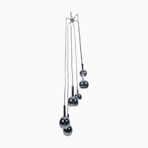 Large Space Age Chrome Cascade Pendant Lamp, Germany, 1970s