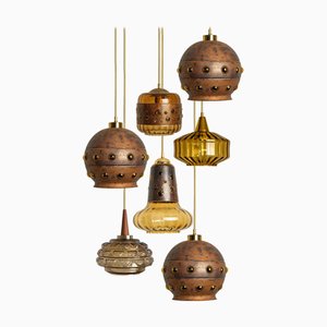 Lampada vintage brutalista in vetro ramato di Raak, 1960
