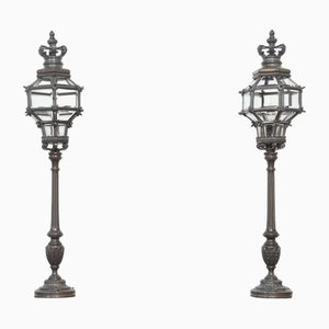 Bronze Newel Post Lamps, Set of 2