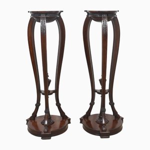 Carved Mahogany Stands, 1890s, Set of 2