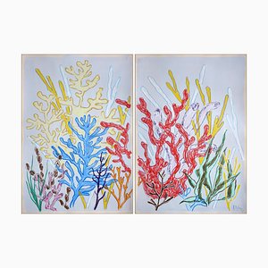 Romina Milano, Colorful Corals Diptych, 2025, Mixed Media on Paper