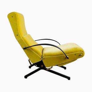 Fauteuil P40 Mid-Century en Velours Jaune attribué à Osvaldo Borsani pour Tecno, Italie, 1970s