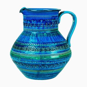 Bote de cerámica Rimini Blu italiano Mid-Century atribuido a Aldo Londi para Bitossi, años 60