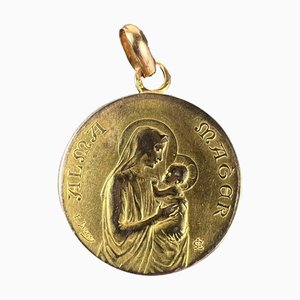 Pendentif Médaille Alma Mater Dropsy en Or Jaune 18k, France, 1890s