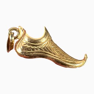 Pendantif Vintage Curled Toe Shoe en Or Jaune 18k, 1960s