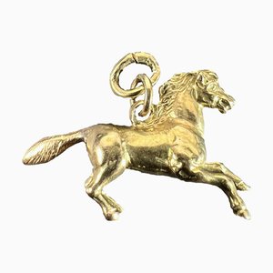 Pendentif à Charme Horse Pony Vintage en Or Jaune 18k, 1960s