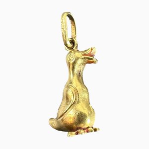 Pendentif à Charme Oiseau Canard Vintage en Or Jaune, 1970s