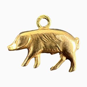 Colgante de cerdo de la suerte francés en oro amarillo de 18 k, años 60