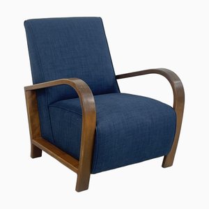 Poltrona Halabala Art Deco in noce blu