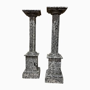 Vintage Sockel aus Marmor & Messing, 2 . Set
