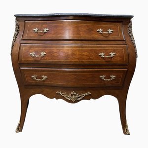 Mid-Century Modern Mahagoni Bombe Kommode mit Marmorplatte