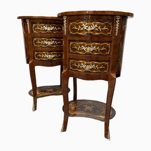 Marquetry Inlay Nightstands, Set of 2