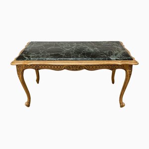 Französischer Vintage Couchtisch mit Marmorplatte