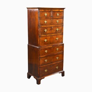 Antique Figured Walnut Chest on Chest, 1920