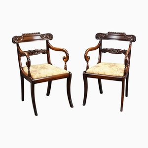 Antike Schnitzstühle aus Mahagoni, 1900er, 2er Set