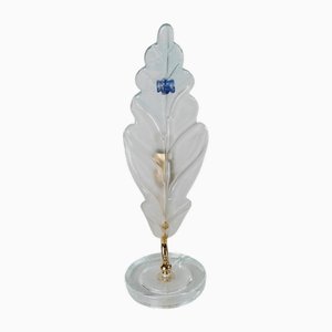 Vintage Murano Glass Table Lamp with Leaf Shaped Glass with Blue Details, Italy, 1980s