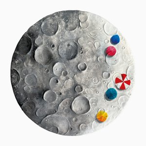 Vera Vizzi, Sculpture Murale Phase avec Texture Lunaire, 2025, Technique Mixte