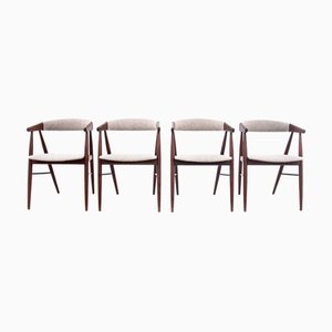 Sillas de comedor danesas de teca de Ejner Larsen & Aksel Bender Madsen, años 60. Juego de 4
